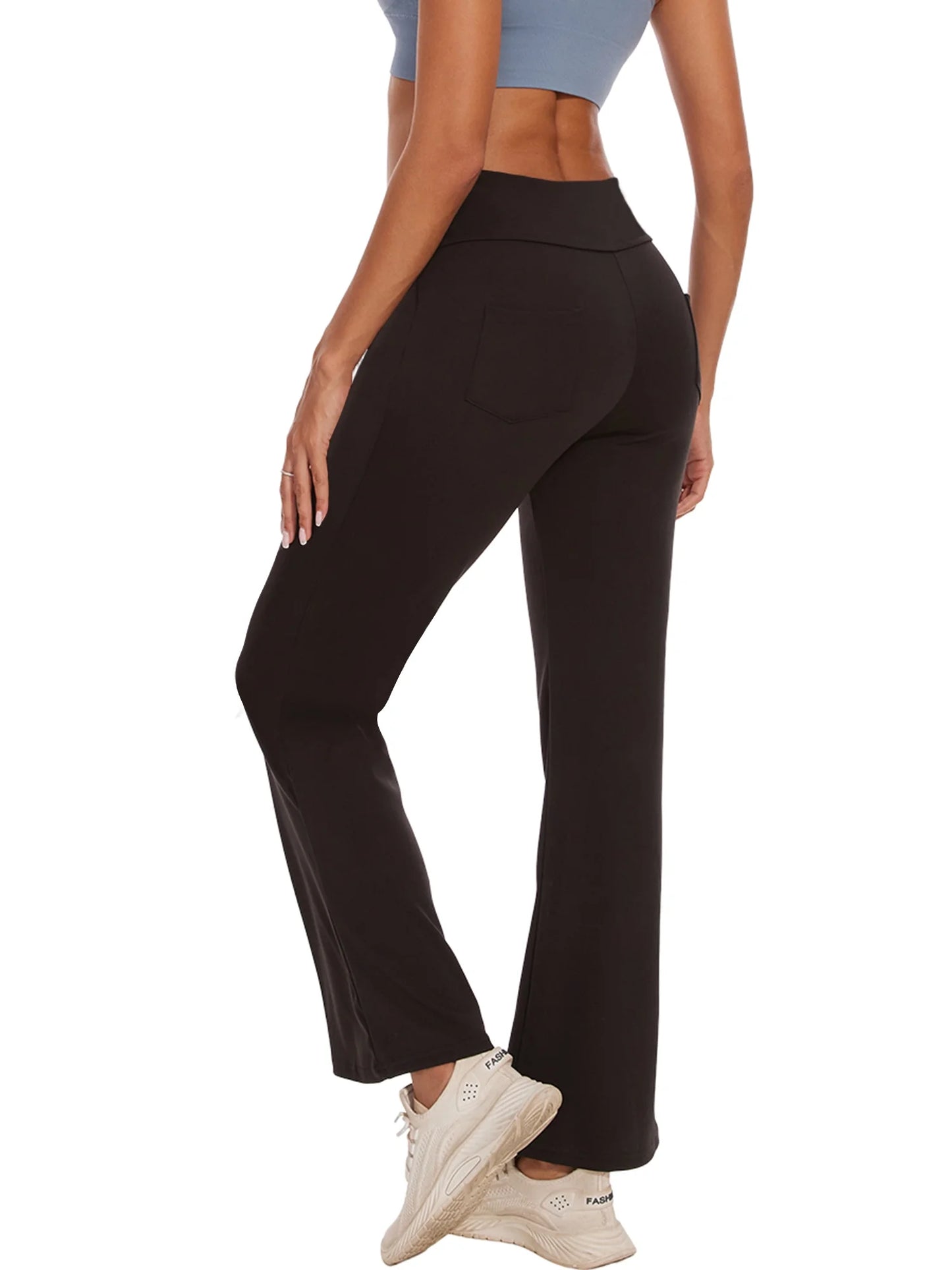 Womens Bootcut Yoga Pants with Pockets Flare Workout Legging High Waist Bootleg Bottoms Activewear Gray M